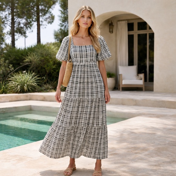Faithfull the Brand Dresses & Skirts - Faithfull The Brand 100% Cotton Plaid Smocked Maxi Dress Cottagecore S